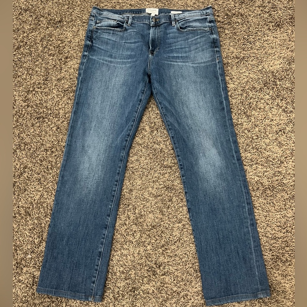 Frame Women’s L’Homme Slim 38 Jeans Denim Mom Apparel Casual Light Wash